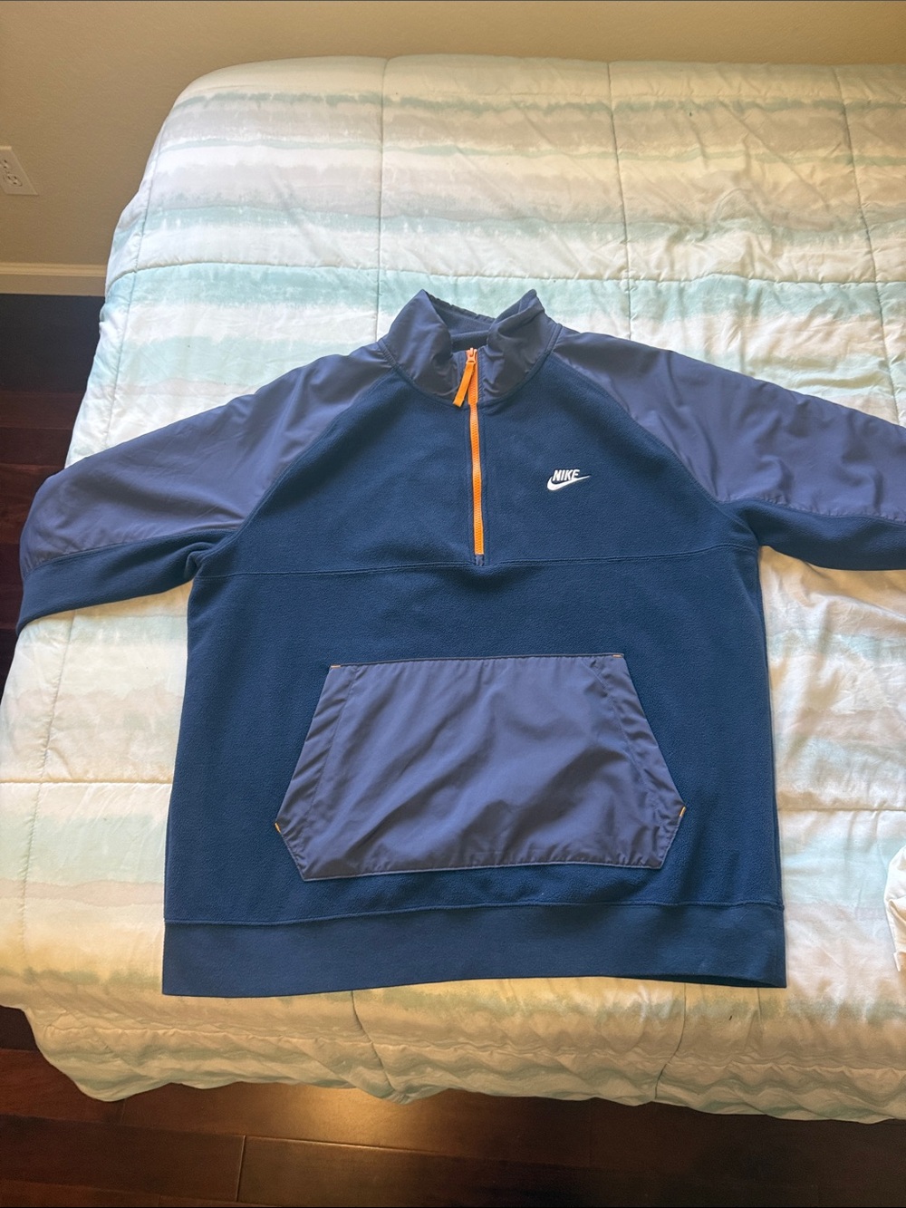 Nike polar fleece Navy Half-Zip Pullover Jacket with Orange Zip